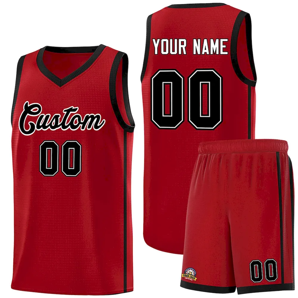 Custom Black Khaki-Crimson Orange Side Two Bars Sports Uniform Basketball Jersey