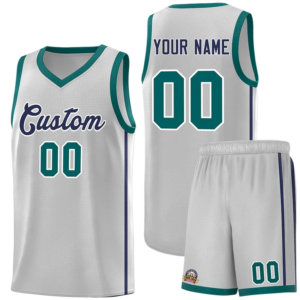 Custom Gold Navy Side Two Bars Sports Uniform Basketball Jersey