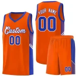 Custom Orange White-Royal Side Stripe Fashion Sports Uniform Basketball Jersey