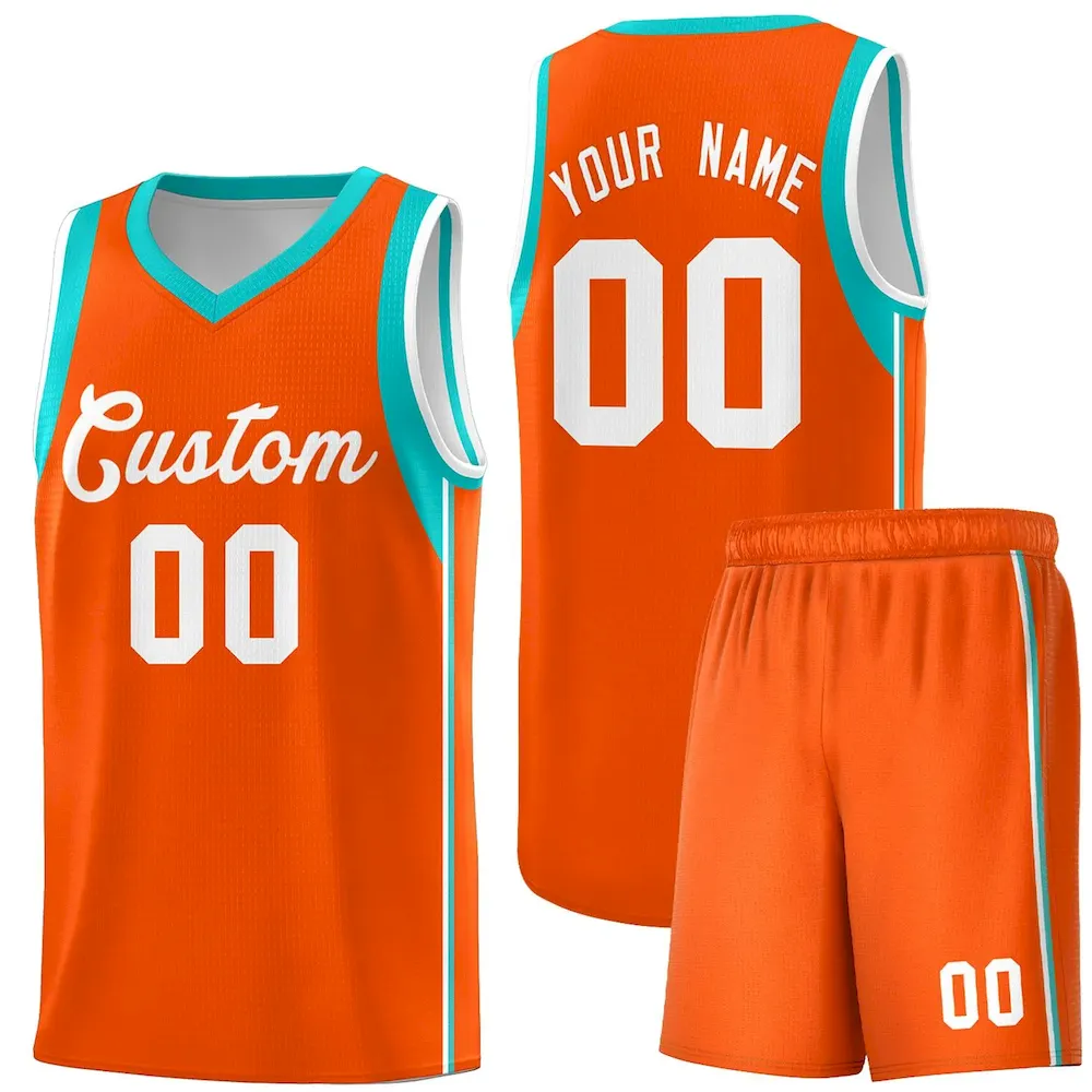 Custom Orange White Sleeve Color Blocking Classic Sets Sports Uniform Basketball Jersey
