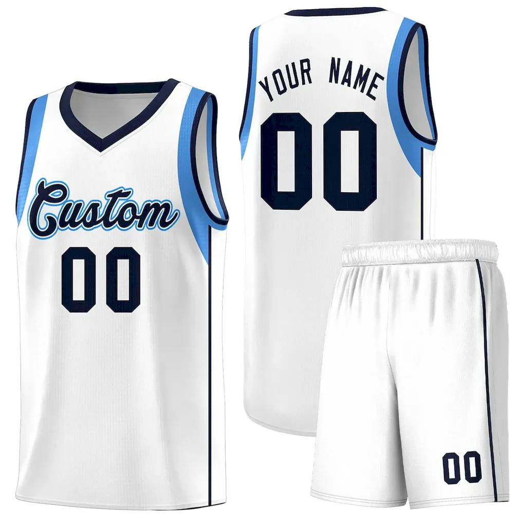 Custom Gray Navy-White Sleeve Color Blocking Classic Sets Sports Uniform Basketball Jersey