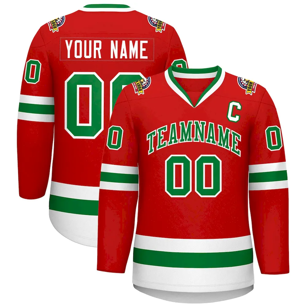 Custom Orange Royal White-Black Classic Style Hockey Jersey