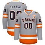 Custom Gray Navy Orange-White Classic Style Hockey Jersey