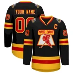 Custom Black Red-Gold Classic Style Hockey Jersey