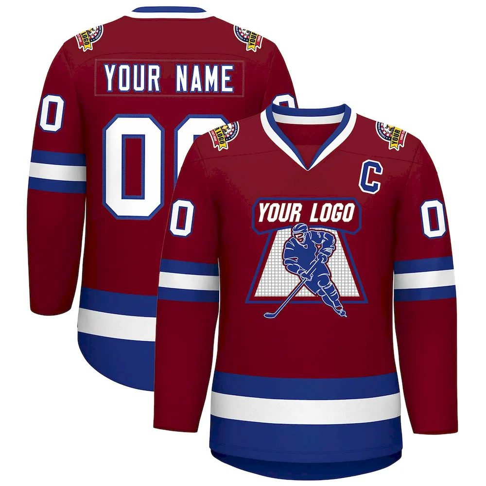 Custom Crimson White-Royal Classic Style Hockey Jersey