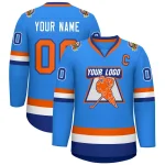 Custom Powder Blue Orange-Royal Classic Style Hockey Jersey