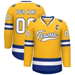 Custom Gold Purple-White Classic Style Hockey Jersey
