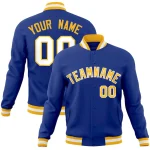 Custom Royal Gold-White Classic Style Varsity Full-Snap Letterman Jacket