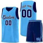 Custom Powder Blue Blue Chest Slash Patttern Sports Uniform Basketball Jersey