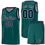 Custom Gray Midnight Green Chest Slash Patttern Sports Uniform Basketball Jersey