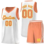 Custom White Light Orange Chest Slash Patttern Sports Uniform Basketball Jersey