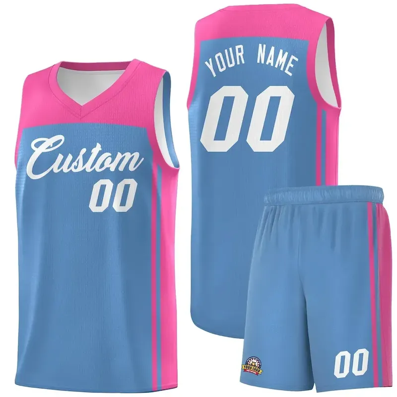 Custom Light Blue Pink Classic Sets Sports Uniform Basketball Jersey