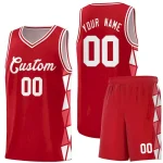 Custom Red Light Red-White Side Two-Color Triangle Splicing Sports Uniform Basketball Jersey