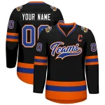 Custom Black Royal White-Orange Classic Style Hockey Jersey