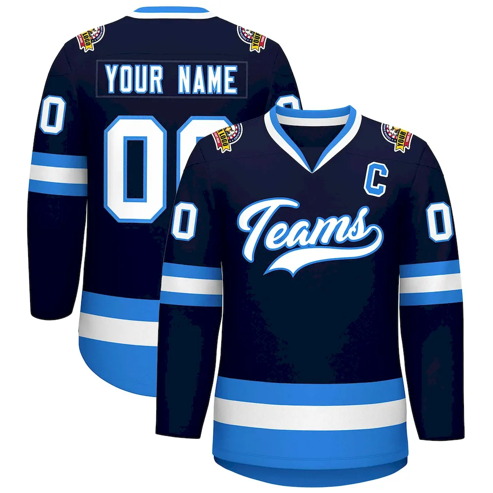 Custom Teal White-Red Classic Style Hockey Jersey