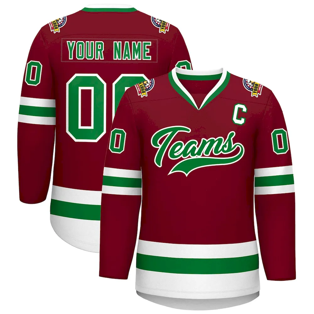 Custom Crimson Gold-White Classic Style Hockey Jersey