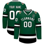 Custom Green White-Gold Classic Style Hockey Jersey