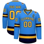 Custom Powder Blue White-Red Classic Style Hockey Jersey