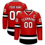 Custom Red White-Black Classic Style Hockey Jersey