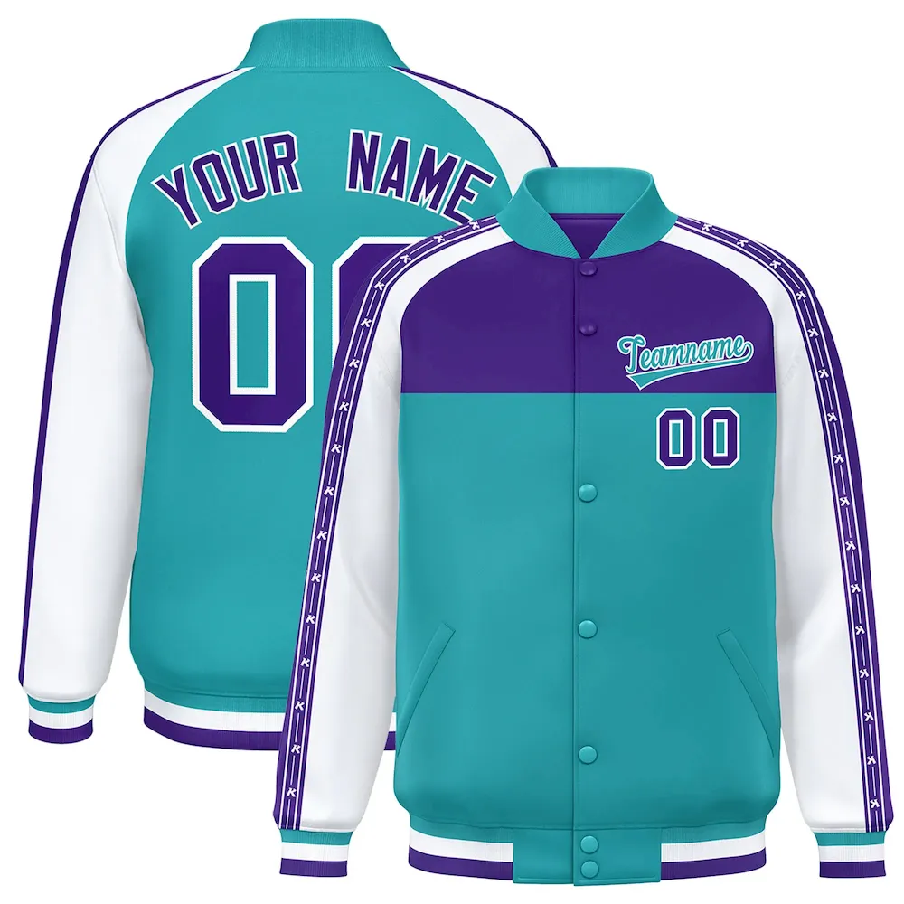 Custom Purple White-Aqua Curved Eaves Sport Design Baseball Cap