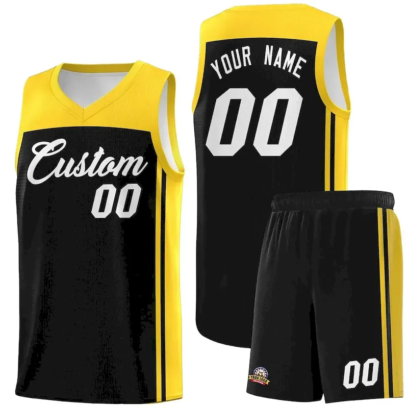 Custom Black Gold Classic Sets Sports Uniform Basketball Jersey