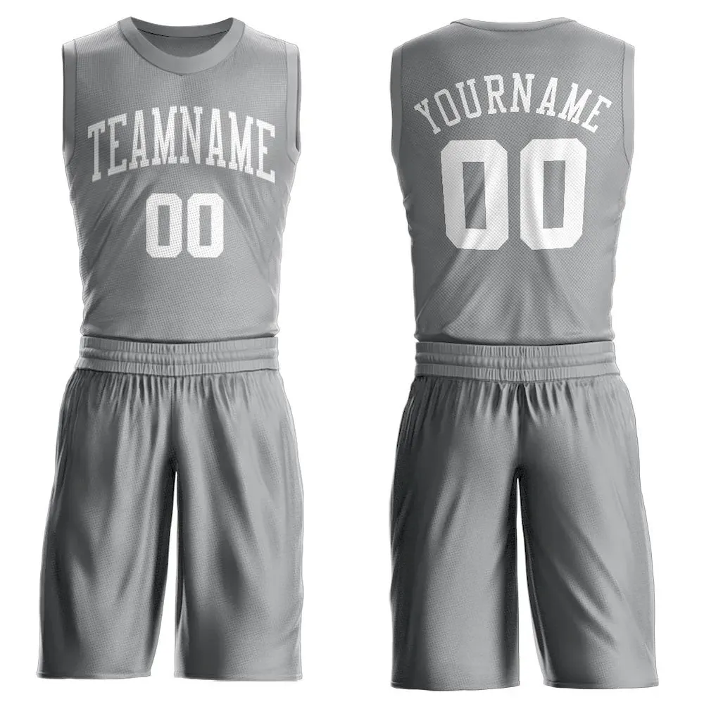 Custom Gray White Classic Sets Basketball Jersey