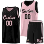 Custom Black Pink Chest Slash Patttern Double Side Sports Uniform Basketball Jersey