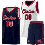 Custom Navy White Chest Slash Patttern Double Side Sports Uniform Basketball Jersey