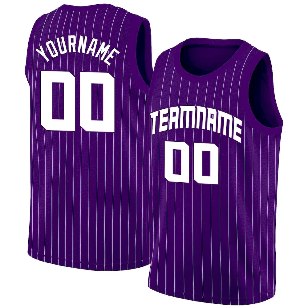 Custom Purple White Stripe Fashion Tops Sport Game Basketball Jersey