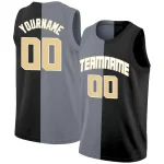 Custom Black Gold-White Split Fashion Tops Basketball Jersey