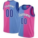 Custom Pink Blue Split Fashion Tops Basketball Jersey