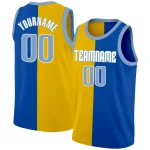 Custom Yellow Blue-White Split Fashion Tops Basketball Jersey