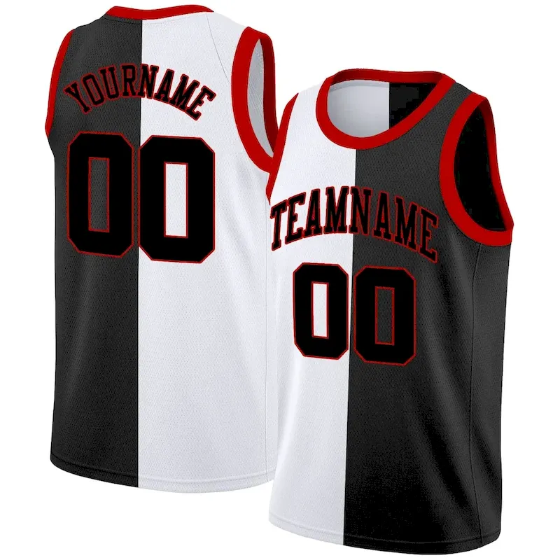 Custom Black Yellow-Purple Split Fashion Tops Basketball Jersey