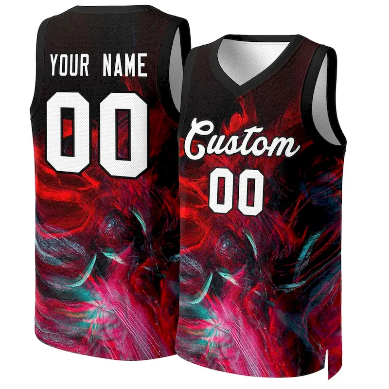 Custom Black White-Black Graffiti Pattern Tops Mesh Basketball Jersey
