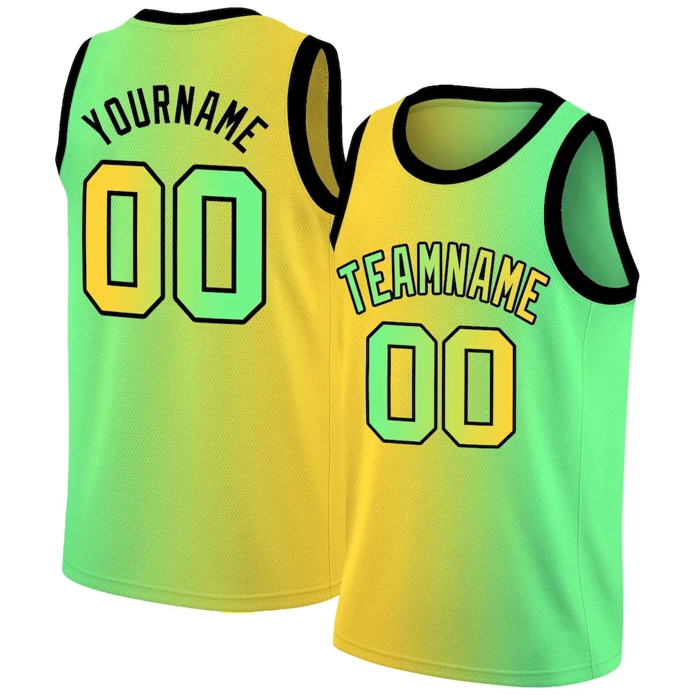 Custom Yellow Neon Green Gradient Fashion Tops Basketball Jersey