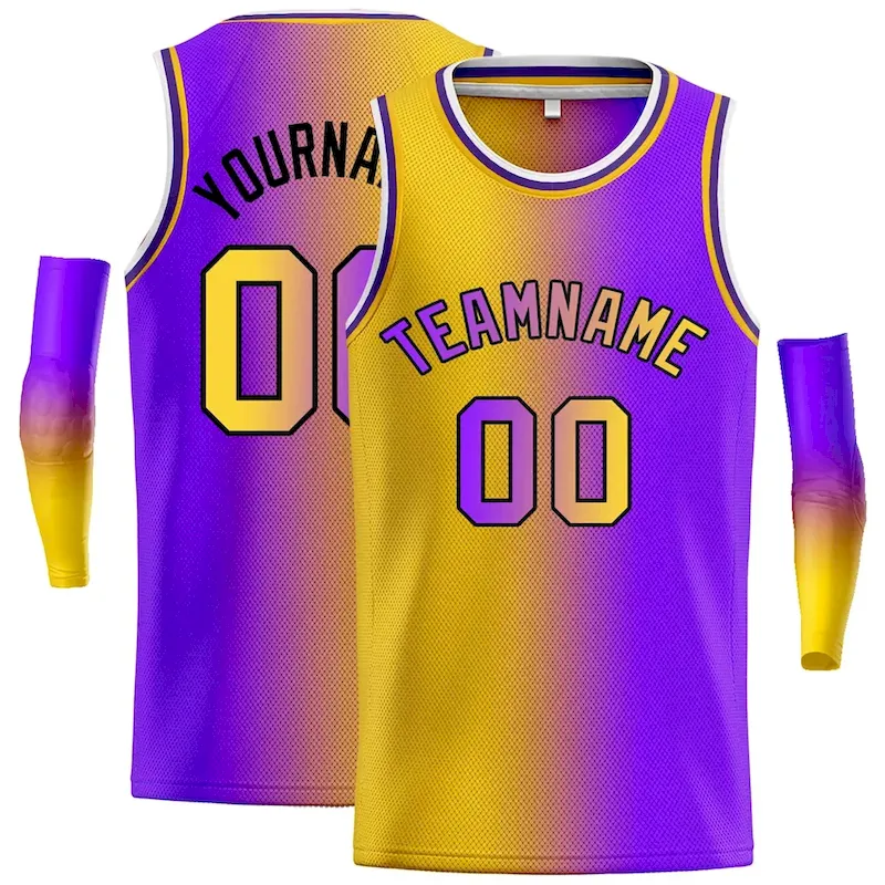 Custom Yellow Neon Green-Black Gradient Fashion Tops Bull Basketball Jersey