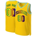 Custom Yellow Purple-Black Classic Gradient Fashion Tops Basketball Jersey