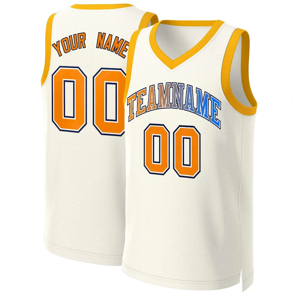 Custom Khaki Orange-White Classic Gradient Fashion Tops Basketball Jersey
