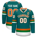 Custom Teal Orange-White Classic Style Hockey Jersey