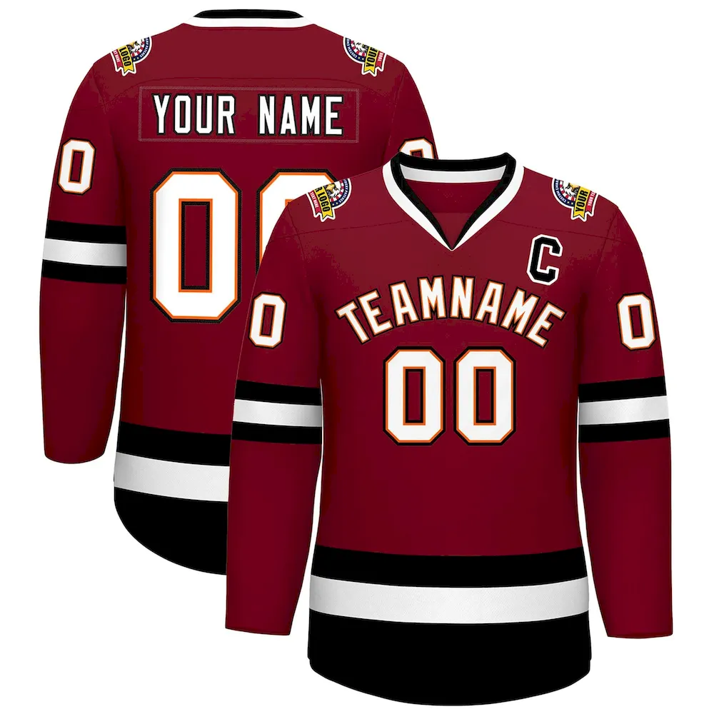Custom Purple White Purple-Gold Classic Style Hockey Jersey