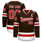 Custom Brown Red-White Classic Style Hockey Jersey
