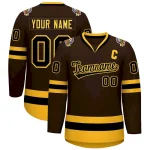 Custom Brown Black-Gold Classic Style Hockey Jersey