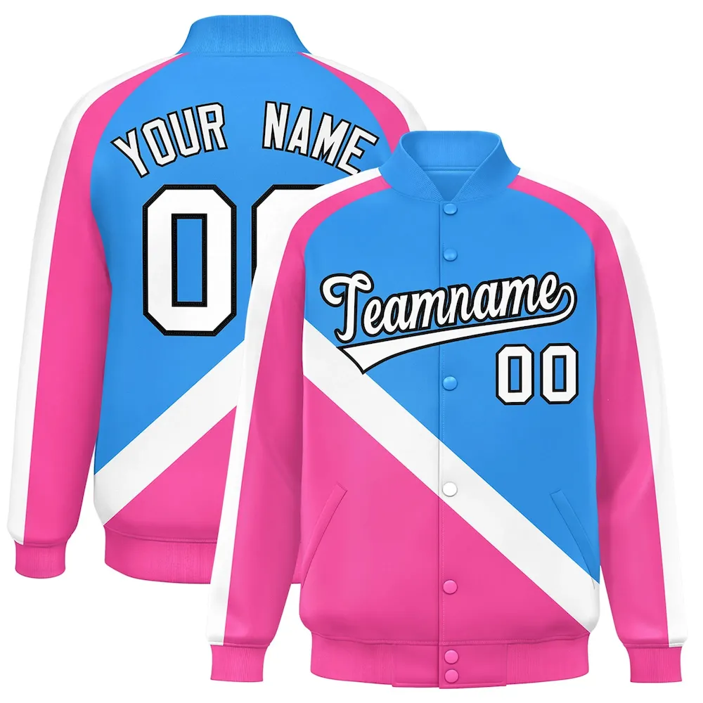 Custom Navy Full-Snap Varsity Personalized Letterman Baseball Coats Jacket