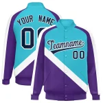 Custom Navy White Raglan Sleeves Full-Snap Varsity Personalized Letterman Baseball Coats Jacket