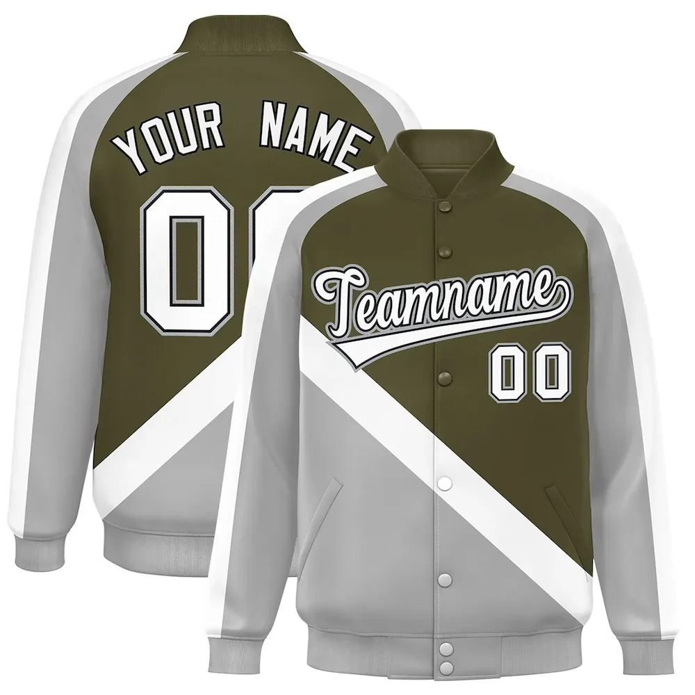 Custom Royal Orange Raglan Sleeves Full-Snap Varsity Personalized Letterman Baseball Coats Jacket