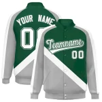 Custom Khaki Powder Blue Full-Snap Varsity Raglan Sleeves Letterman Baseball Jacket