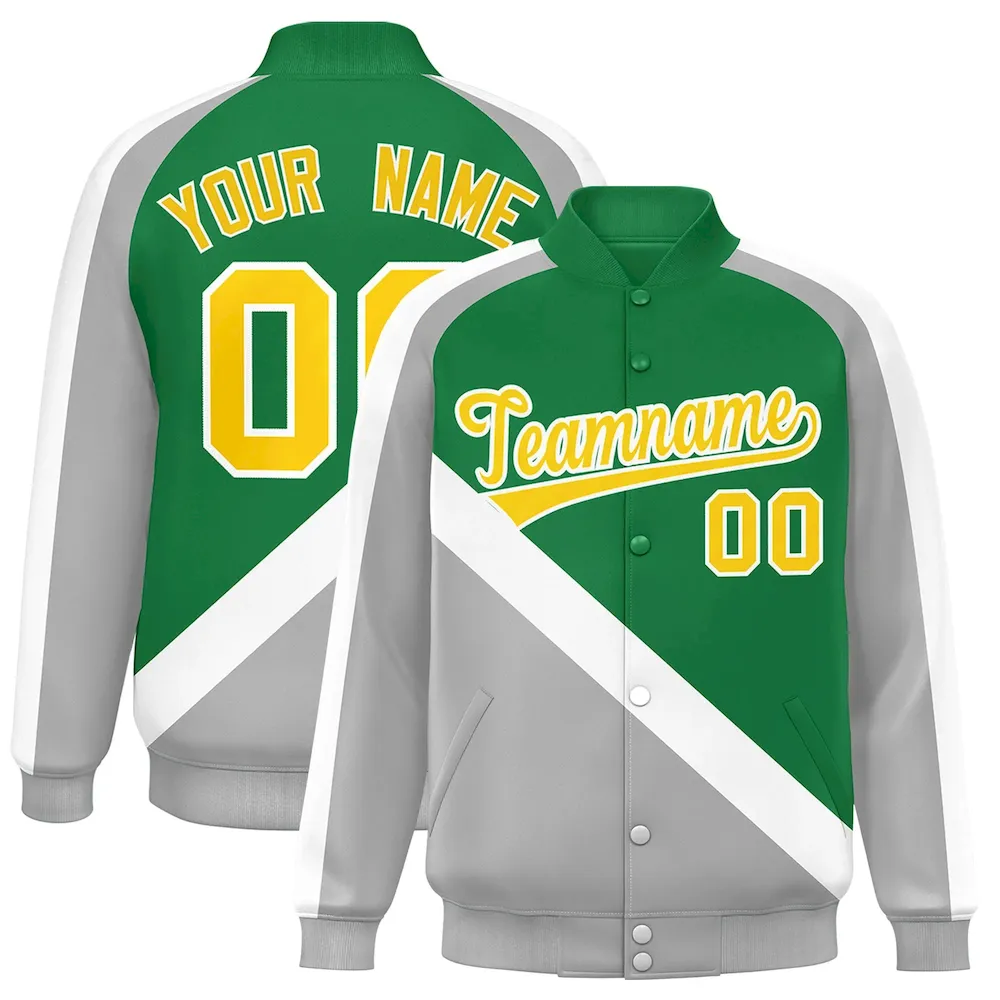 Custom Gray Crimson Full-Snap Varsity Raglan Sleeves Letterman Baseball Jacket