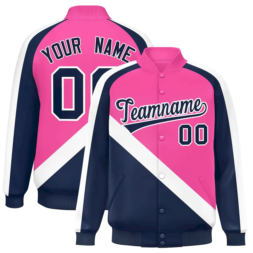 Custom Cream Crimson Full-Snap Varsity Raglan Sleeves Letterman Baseball Jacket