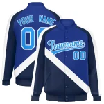 Custom Purple Orange Full-Snap Varsity Raglan Sleeves Letterman Baseball Jacket