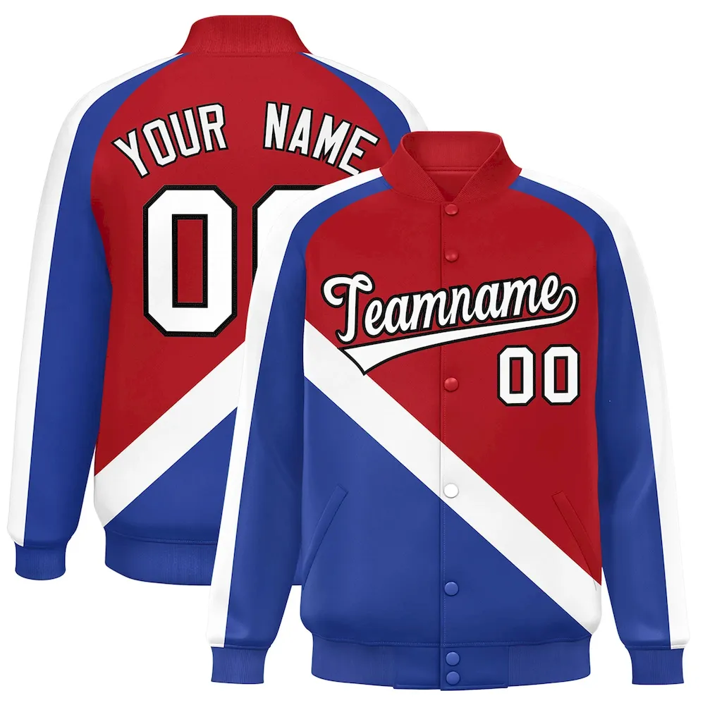 Custom Purple Light Purple Full-Snap Varsity Raglan Sleeves Letterman Baseball Jacket